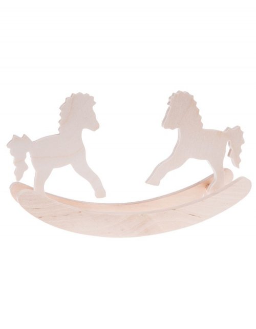 Dřevěná dekorace KONÍCI NA HOUPAČCE 19 cm