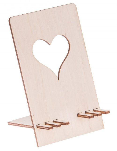 Dřevěný stojánek na mobil SRDCE 9x15 cm