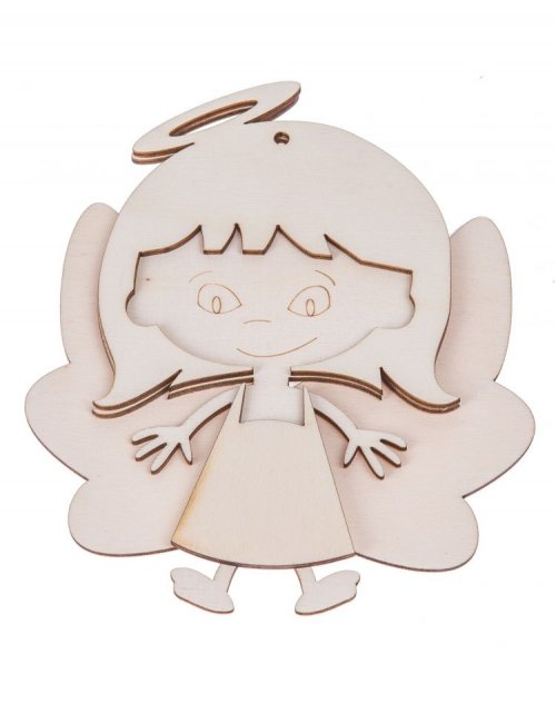 Dřevěná dekorace HOLČIČKA ANDÍLEK 15x17 cm