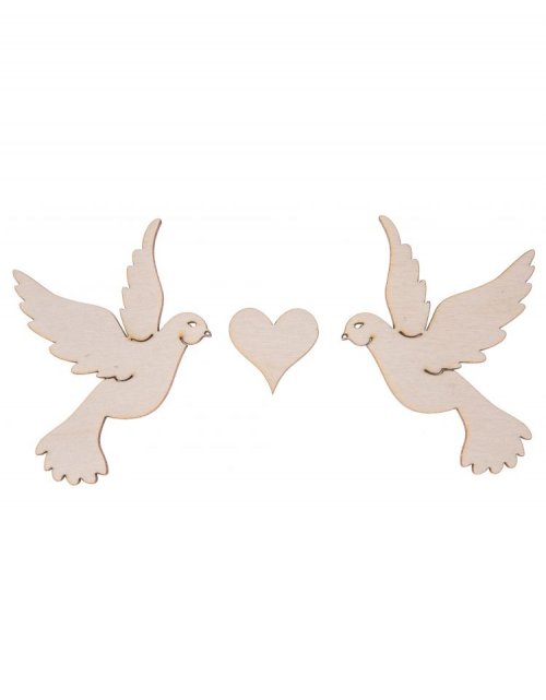 Dřevěná dekorace HOLOUBCI SE SRDÍČKEM