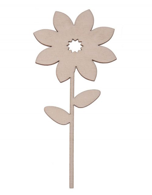 Dřevěná dekorace KVĚTINA 5, 14x7 cm