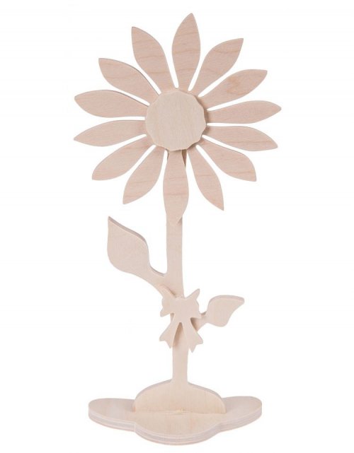Dřevěná dekorace KVĚTINA na podstavci 20 cm