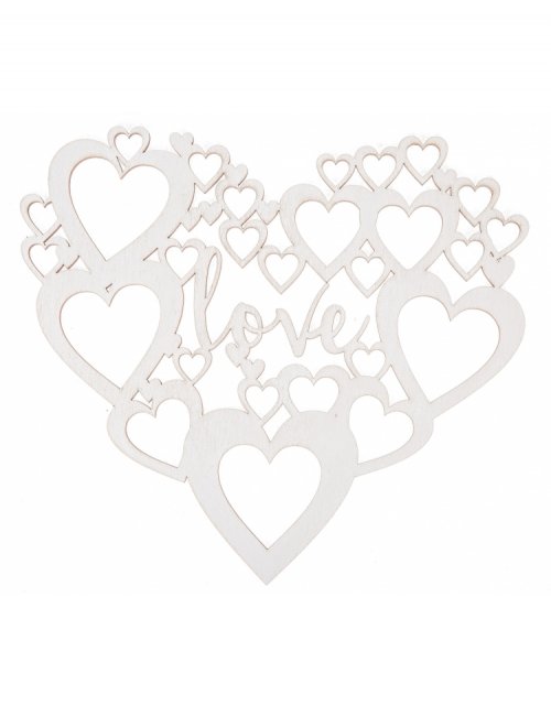 Dřevěná dekorace LOVE 20x18 cm, bílá
