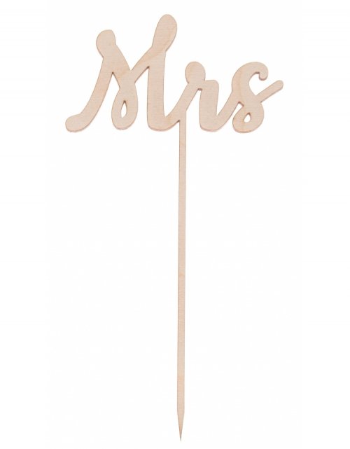 Dřevěná zapichovací ozdoba Mrs 22x11 cm
