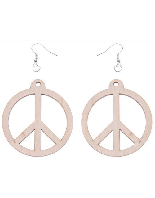 Dřevěné náušnice HIPPIE ø4 cm