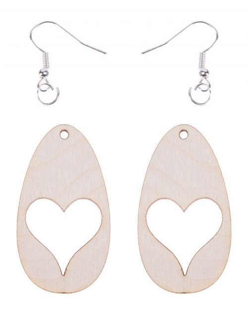 Dřevěné náušnice SRDÍČKA velké 4,5 cm