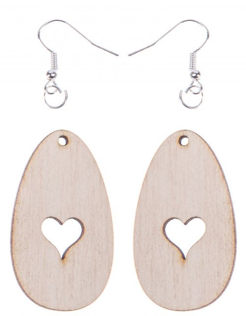 Dřevěné náušnice SRDÍČKA malé 4,5 cm