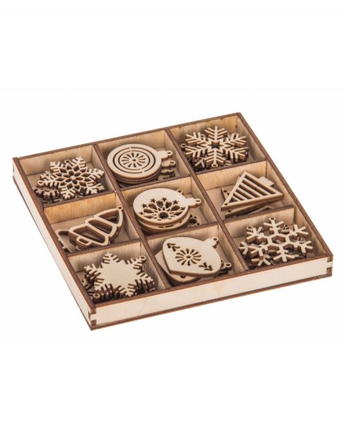 Dřevěné ozdoby k dekoraci - dekorační sada VÁNOCE