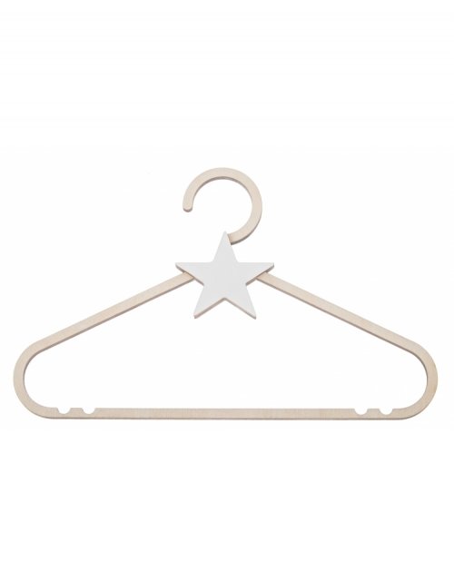 Dřevěné ramínko na šaty BÍLÁ HVĚZDA 35x17 cm