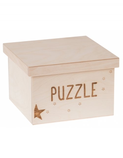 Dřevěný box na hračky PUZZLE, 20x20x15 cm