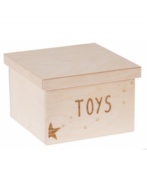 Dřevěný box na hračky TOYS, 25x25x20 cm