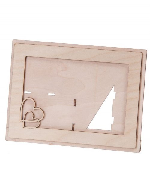 Dřevěný fotorámeček se srdcem,15x10 cm