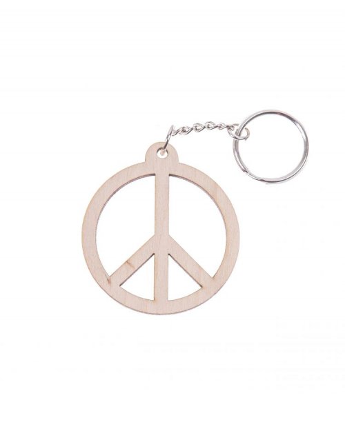 Dřevěný přívěsek na klíče HIPPIE ø5,5 cm