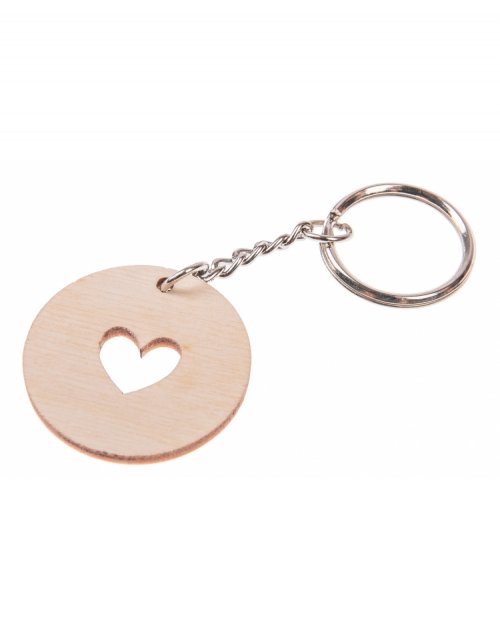 Dřevěný přívěsek na klíče SRDÍČKO ø3,5 cm