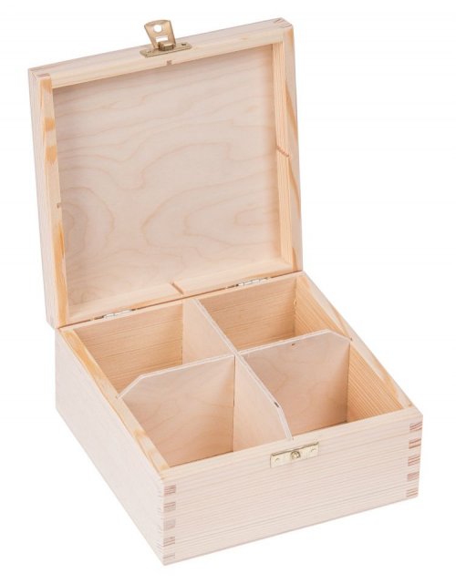 Přírodní dřevěná čajová kazeta