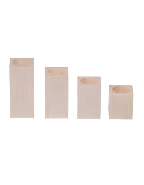 Sada dřevěných svícnů 4 ks, bukové dřevo