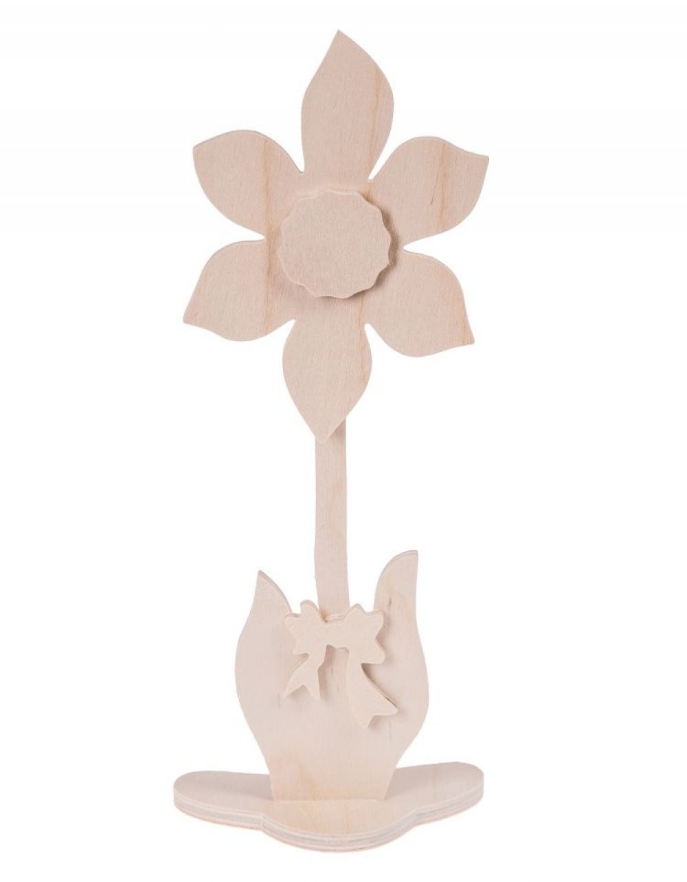 Dřevěná dekorace KVĚTINKA na podstavci 21 cm