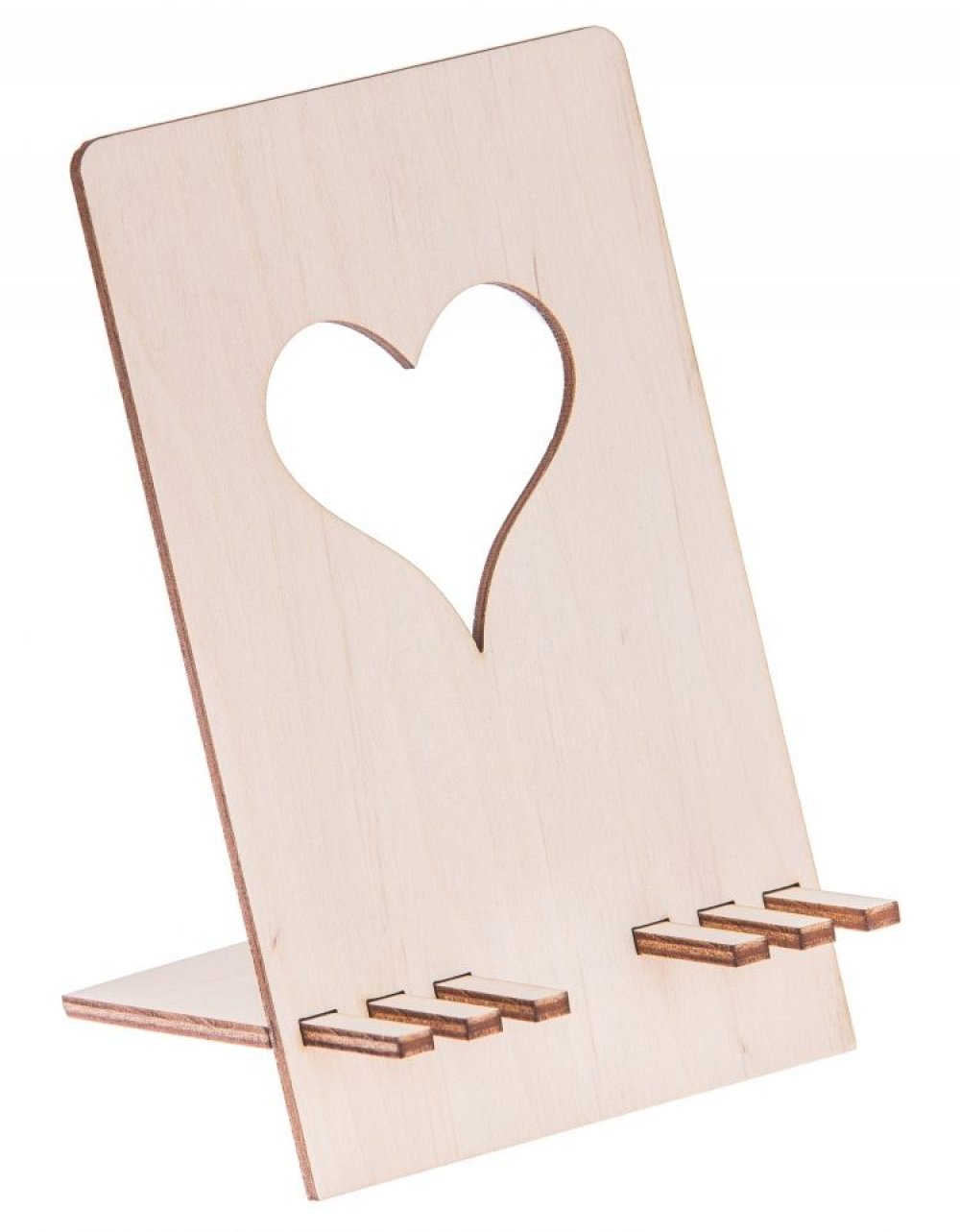 Dřevěný stojánek na mobil SRDCE 9x15 cm
