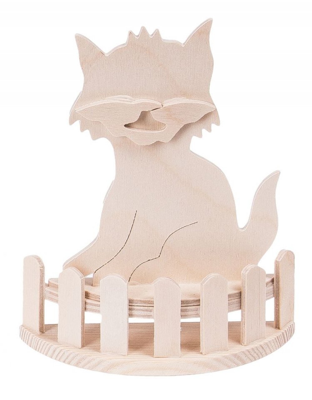 Dřevěná dekorace KOČIČKA na podstavci 14 cm