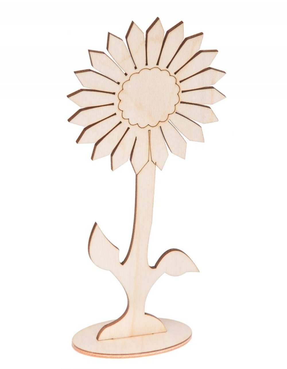 Dřevěná dekorace KVĚTINA na podstavci 21 cm