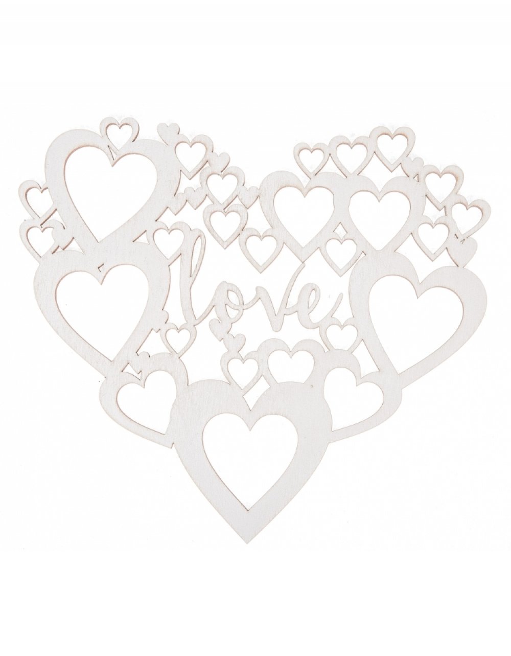 Dřevěná dekorace LOVE 20x18 cm, bílá