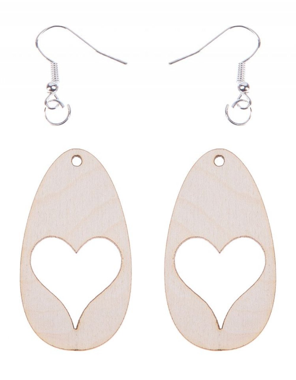 Dřevěné náušnice SRDÍČKA velké 4,5 cm
