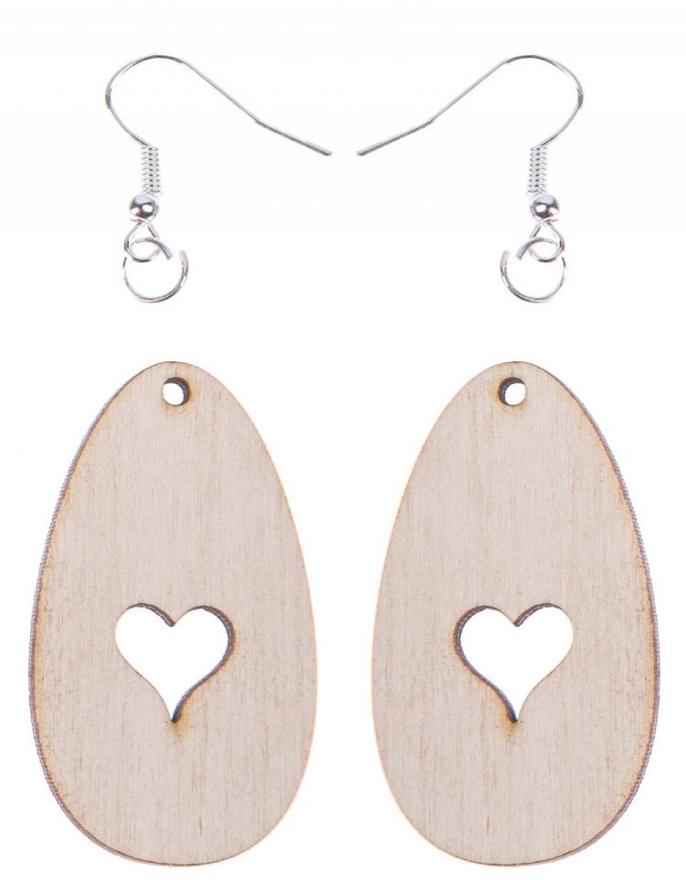 Dřevěné náušnice SRDÍČKA malé 4,5 cm