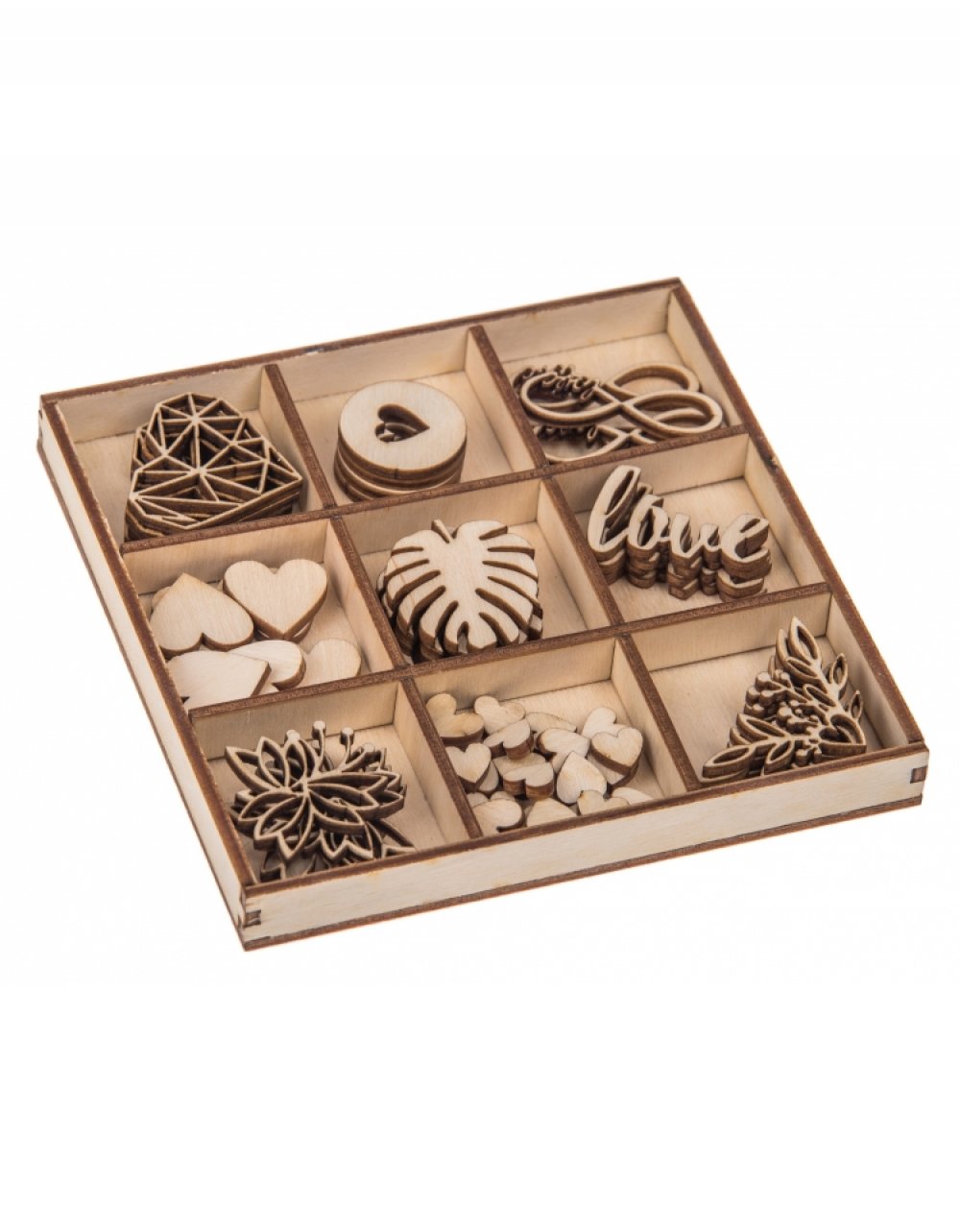 Dřevěné ozdoby k dekoraci - dekorační sada LÁSKA