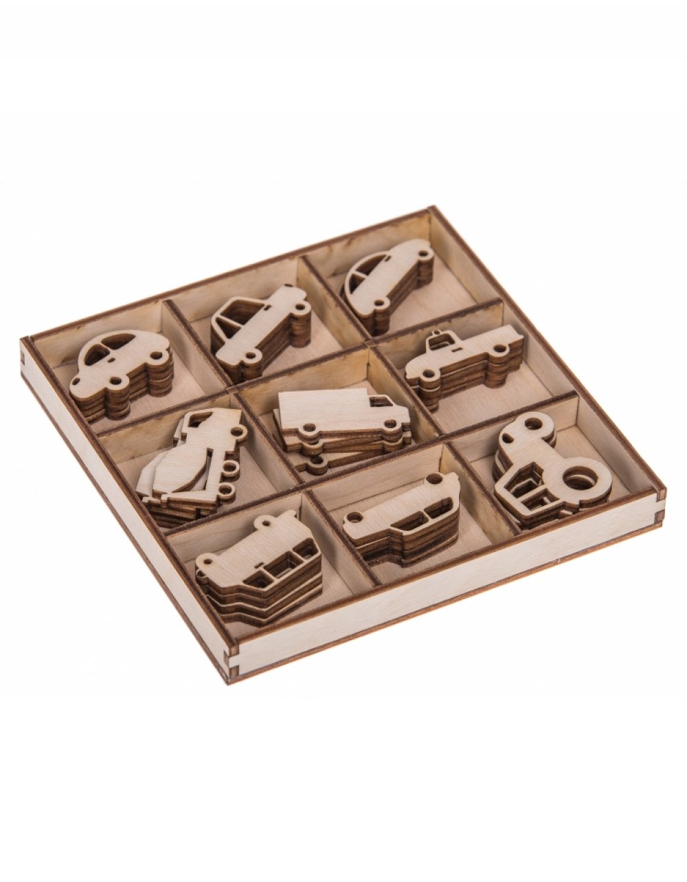 Dřevěné ozdoby k dekoraci - dekorační sada AUTÍČKA