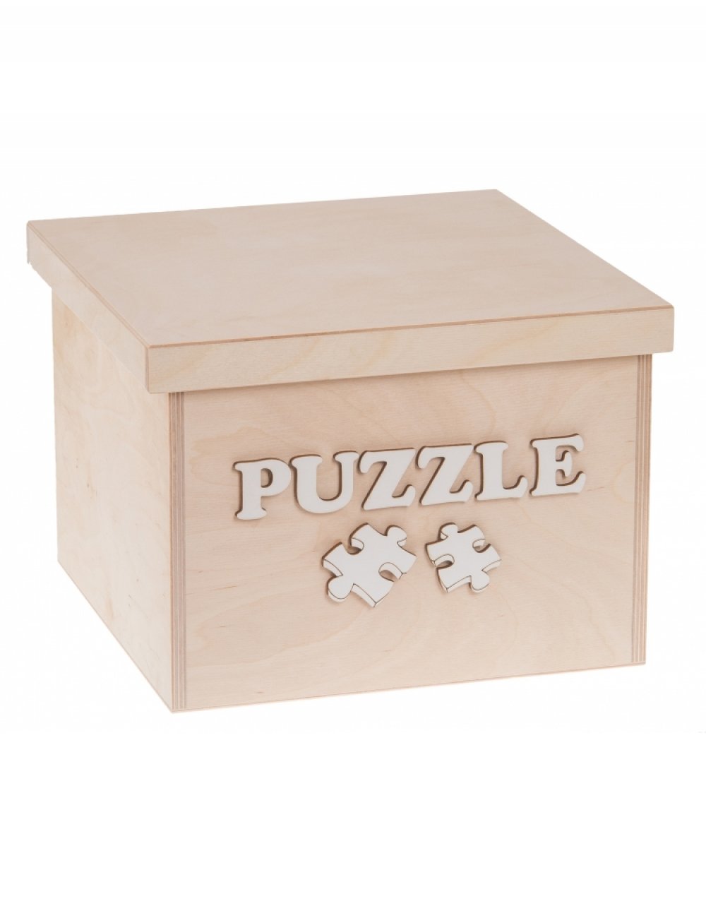 Dřevěný box na hračky PUZZLE bílé, 20x20x15 cm