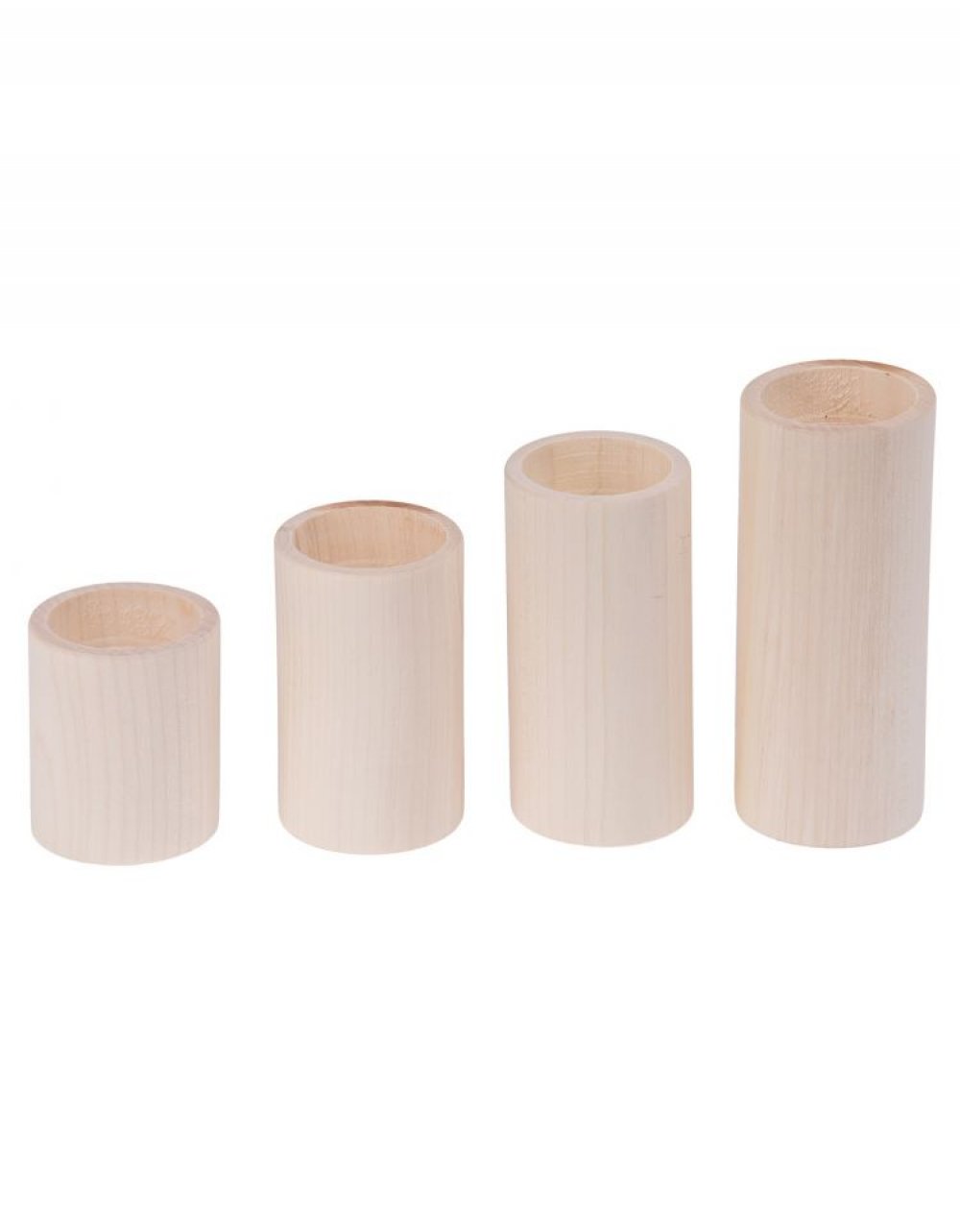 Kulaté dřevěné svícny 4 ks, bukové dřevo